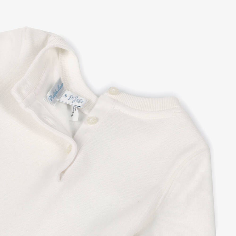 Ralph Lauren-Baby Girls Ivory Polo Bear Jersey Dress | Childrensalon