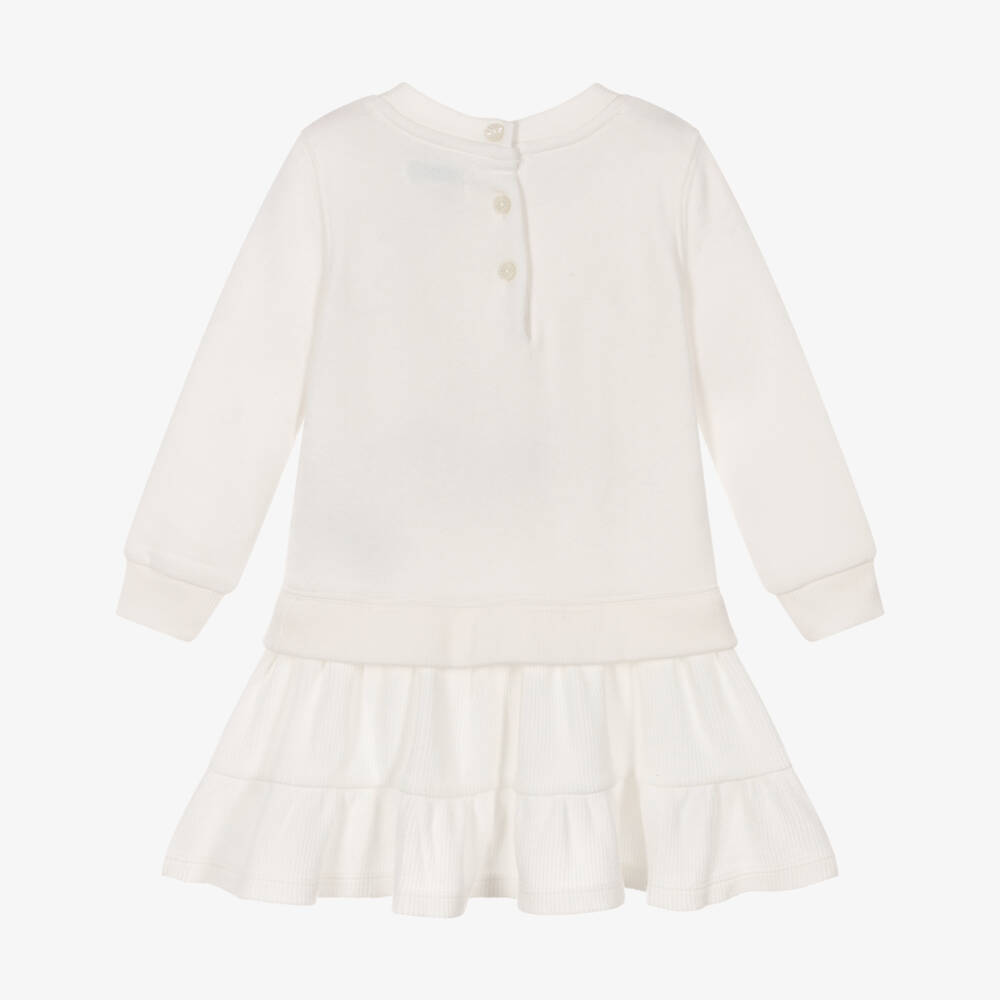 Ralph Lauren-Baby Girls Ivory Polo Bear Jersey Dress | Childrensalon