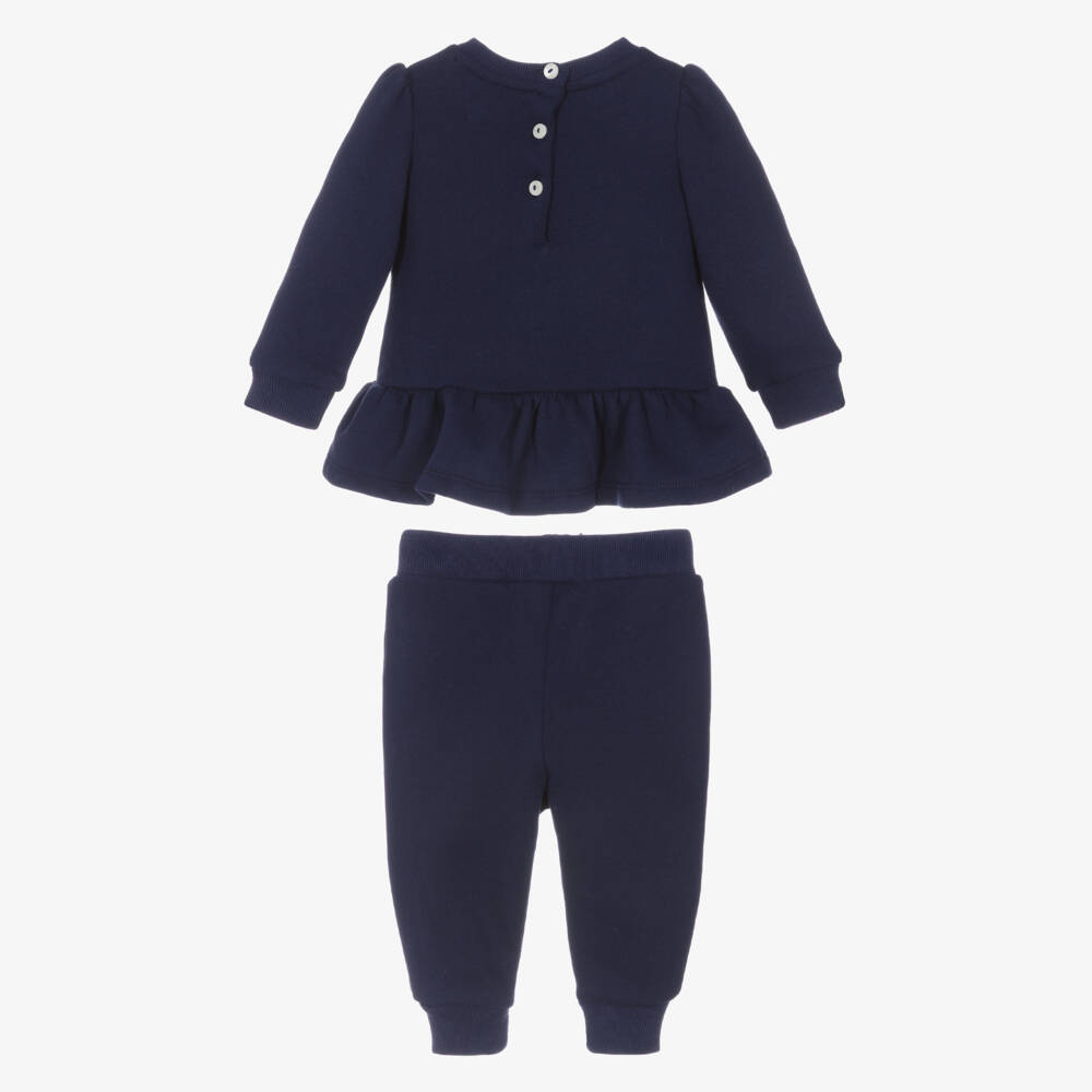 Ralph Lauren-Baby Girls Navy Blue Polo Bear Tracksuit | Childrensalon