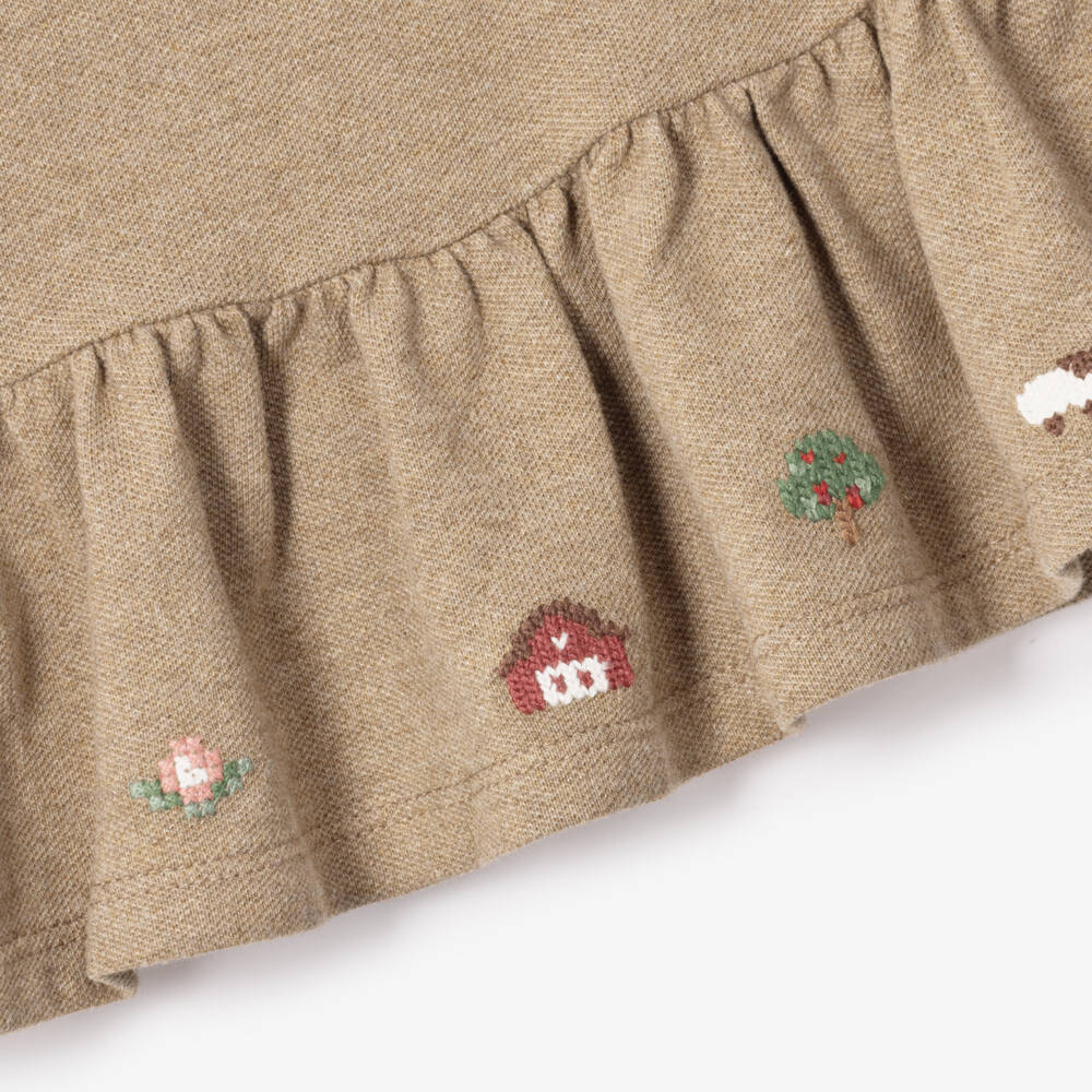 Ralph Lauren-Baby Girls Oatmeal Brown Piqué Polo Dress | Childrensalon