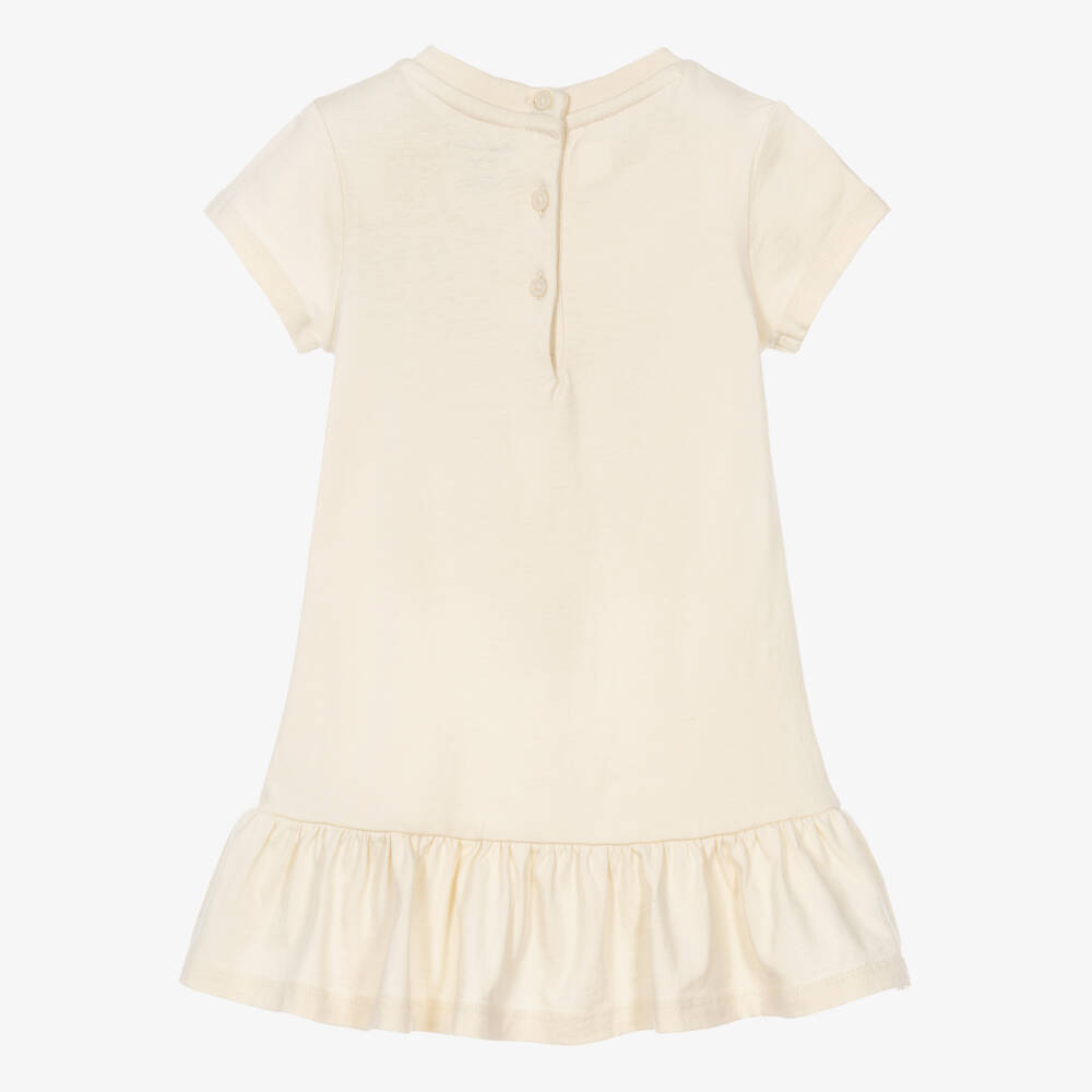 Ralph Lauren-Baby Girls Pale Beige Cotton Patchwork Bear Dress | Childrensalon