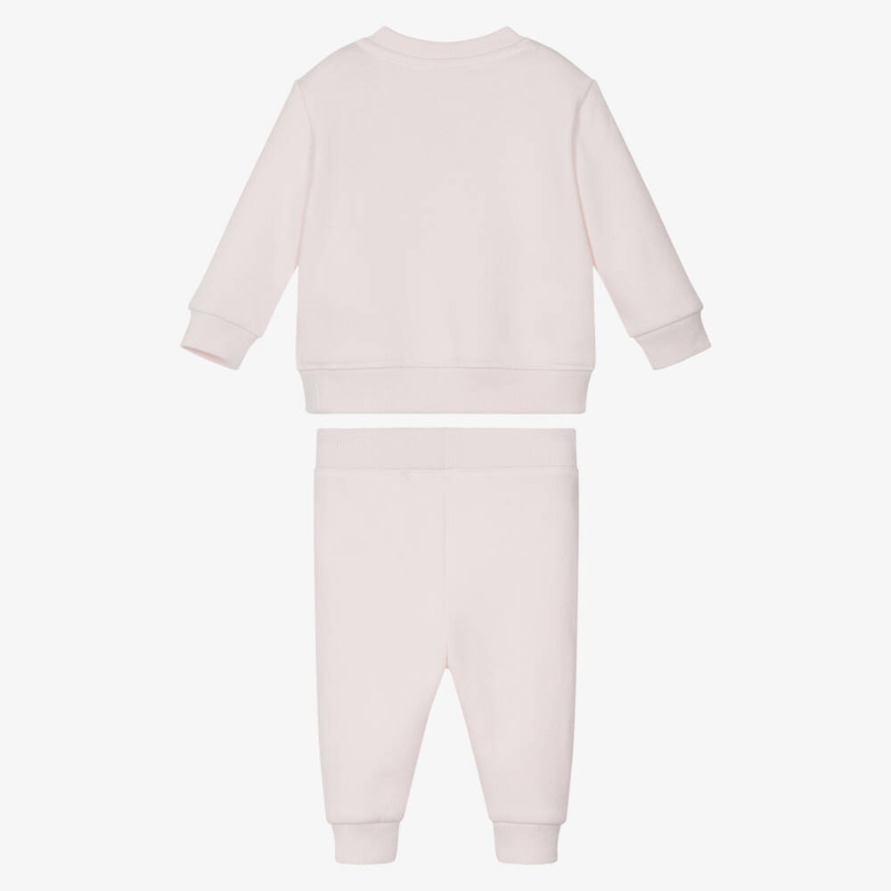Ralph Lauren-Baby Girls Pale Pink Polo Bear Jersey Tracksuit | Childrensalon