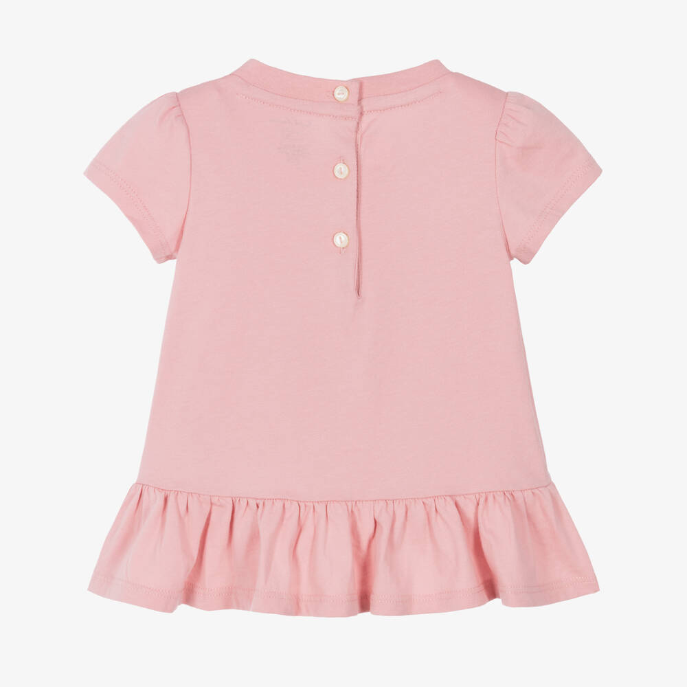 Ralph Lauren-Baby Girls Pink Cotton Jersey Polo Bear Dress | Childrensalon