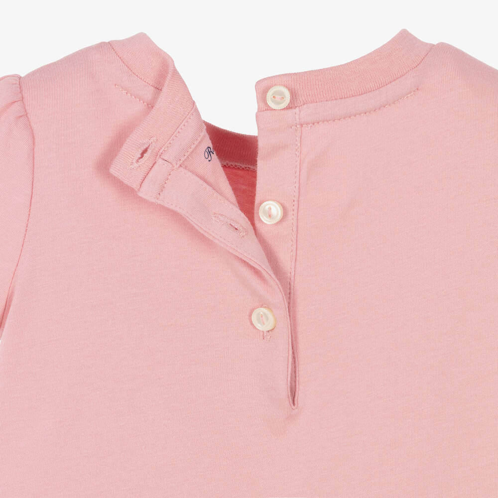 Ralph Lauren-Baby Girls Pink Cotton Jersey Polo Bear T-Shirt | Childrensalon