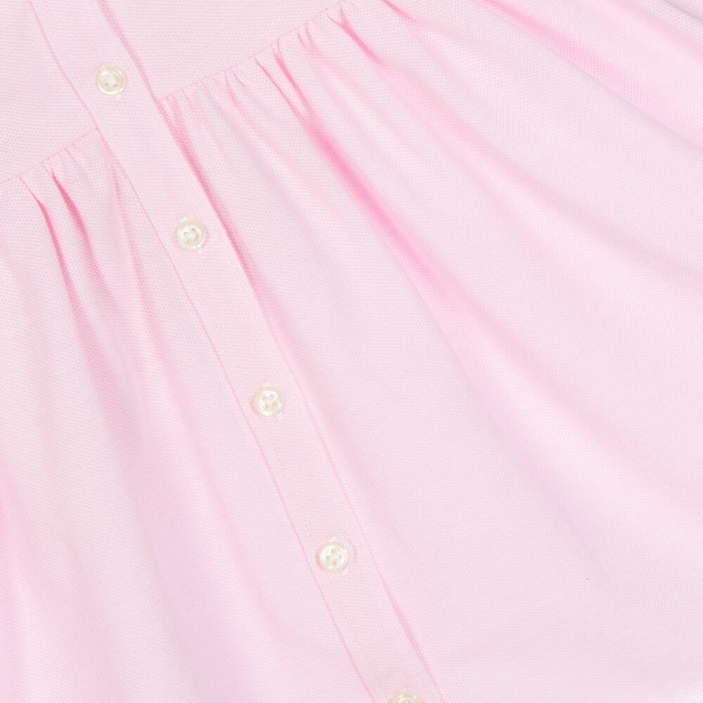 Ralph Lauren-Baby Girls Pink Cotton Polo Dress | Childrensalon