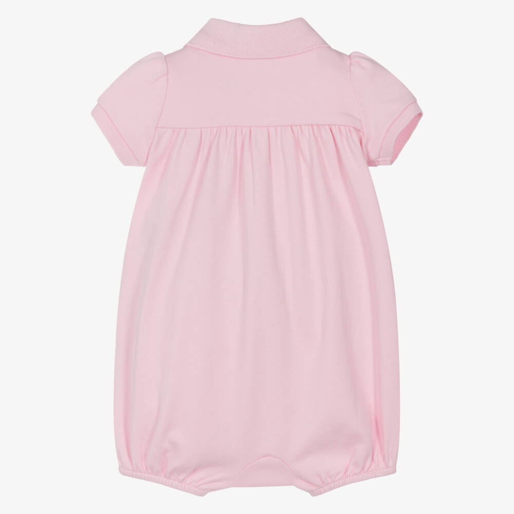 Ralph Lauren-Baby Girls Pink Cotton Polo Shortie | Childrensalon