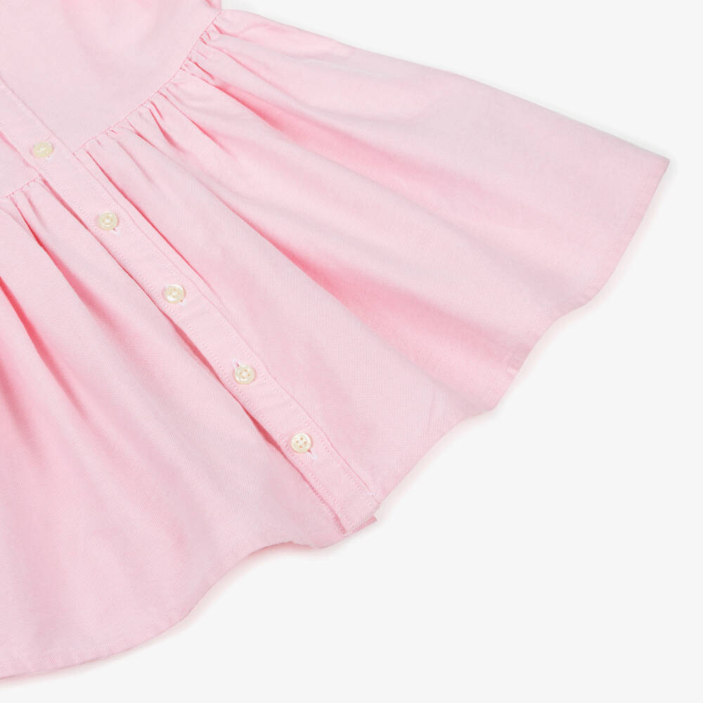 Ralph Lauren-Baby Girls Pink Cotton Shirt Dress | Childrensalon