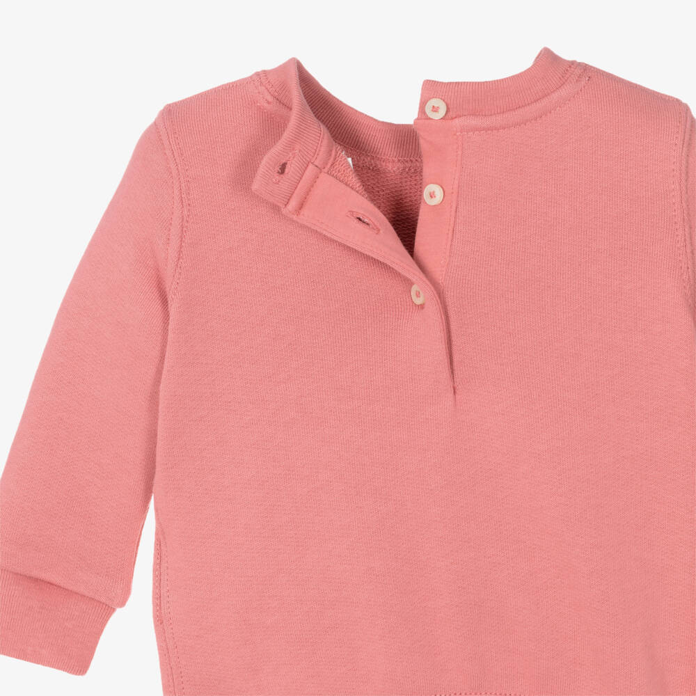 Ralph Lauren-Baby Girls Pink Jersey Sweatshirt with Polo Bear Motif | Childrensalon