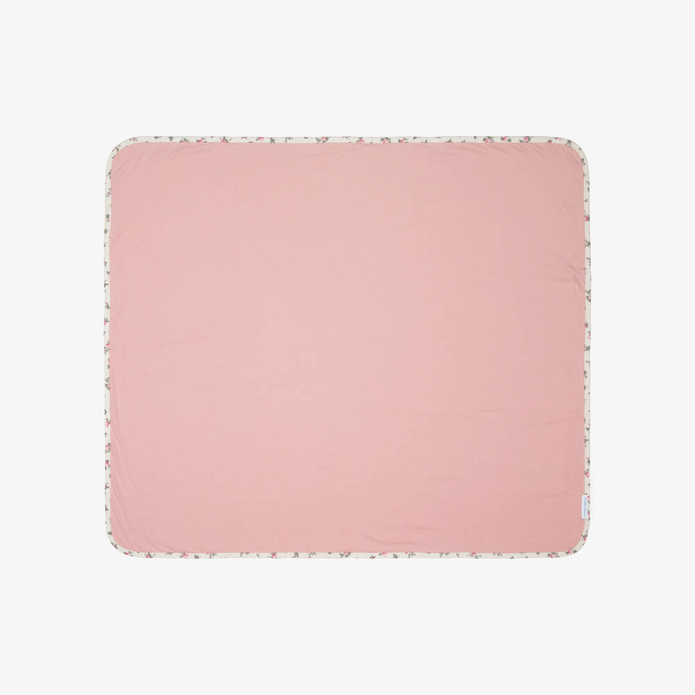 Ralph Lauren-Baby Girls Pink Pointelle Cotton Jersey Blanket (71cm) | Childrensalon