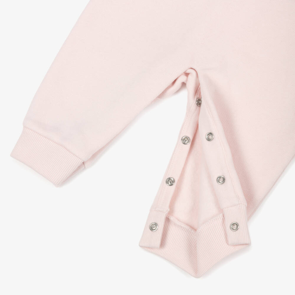 Ralph Lauren-Baby Girls Pink Polo Bear Cotton Romper | Childrensalon