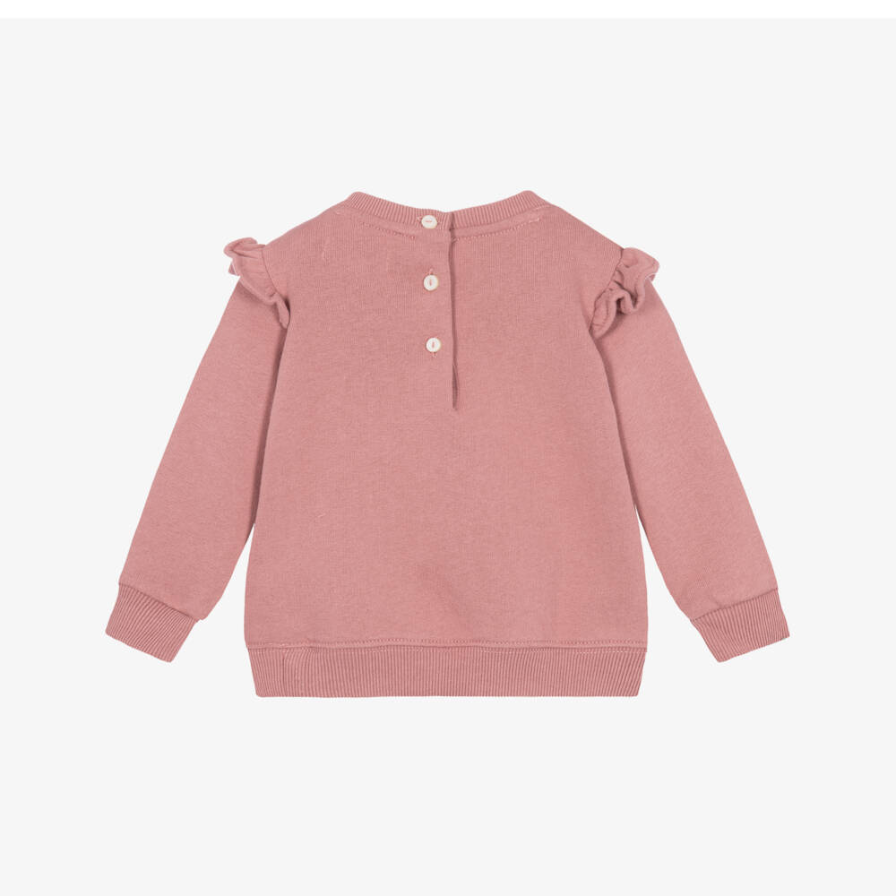 Ralph Lauren-Baby Girls Pink Polo Bear Sweatshirt | Childrensalon