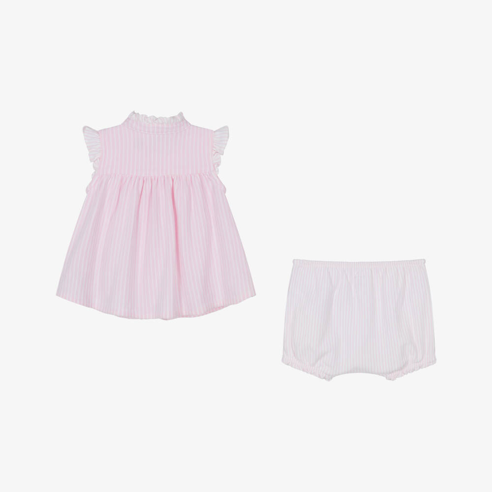 Ralph Lauren-Baby Girls Pink Striped Shorts Set | Childrensalon