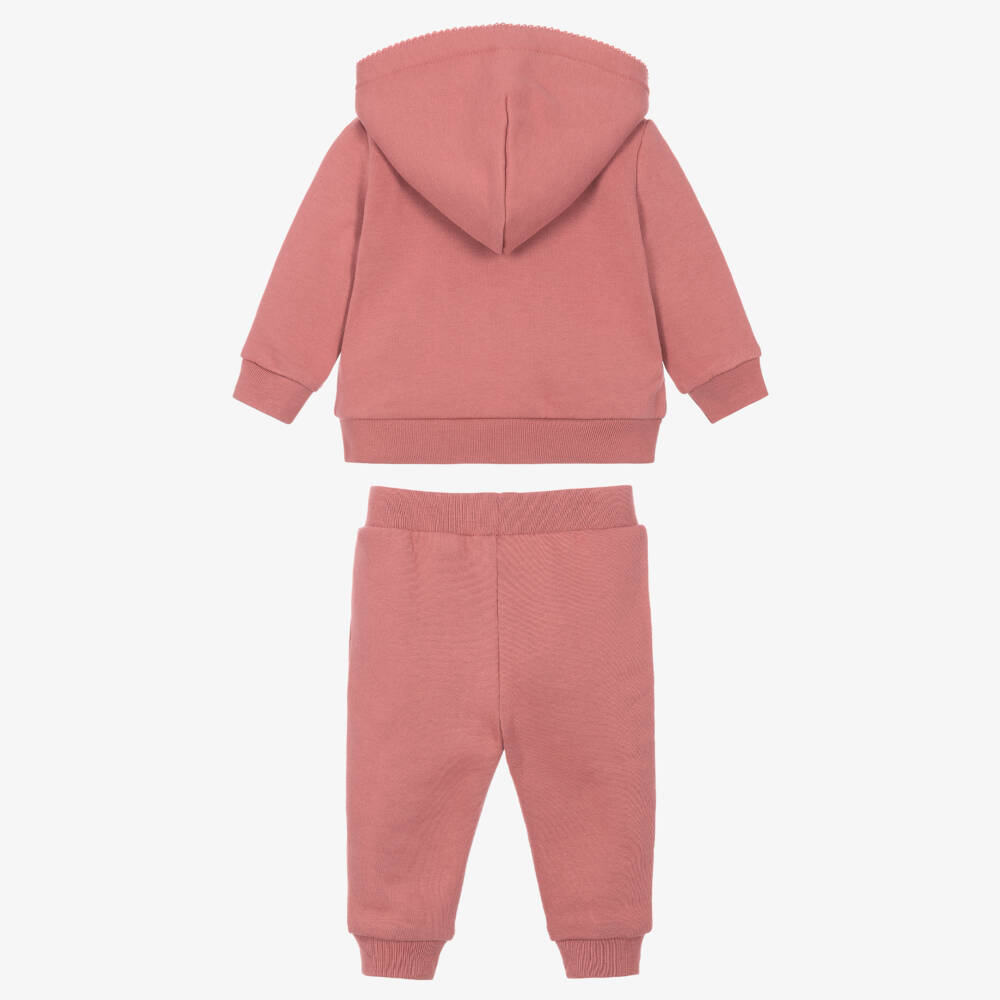 Ralph Lauren-Baby Girls Pink Tracksuit with Picot Trims | Childrensalon