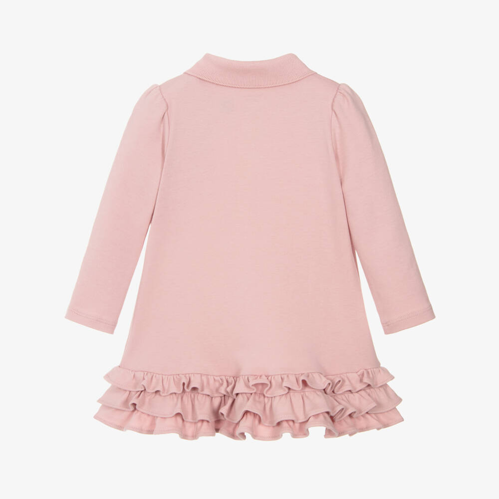 Ralph Lauren-Baby Girls Powder Pink Cotton Ruffled Polo Dress | Childrensalon