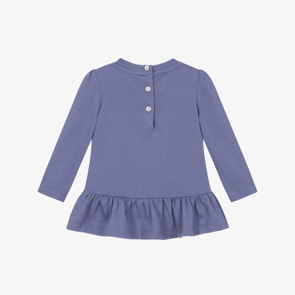 Ralph Lauren-Baby Girls Purple Cotton Polo Bear T-Shirt | Childrensalon