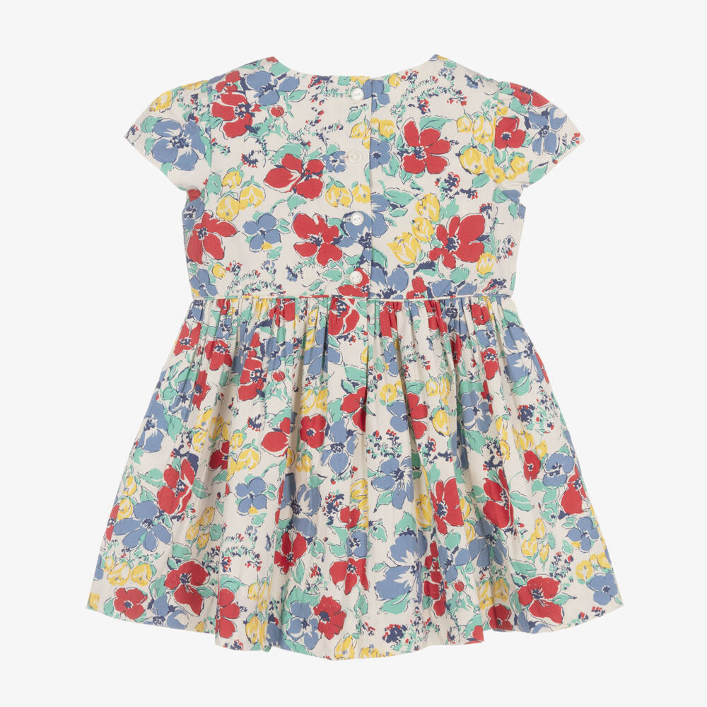 Ralph Lauren-Baby Girls Red & Blue Cotton Floral Dress | Childrensalon