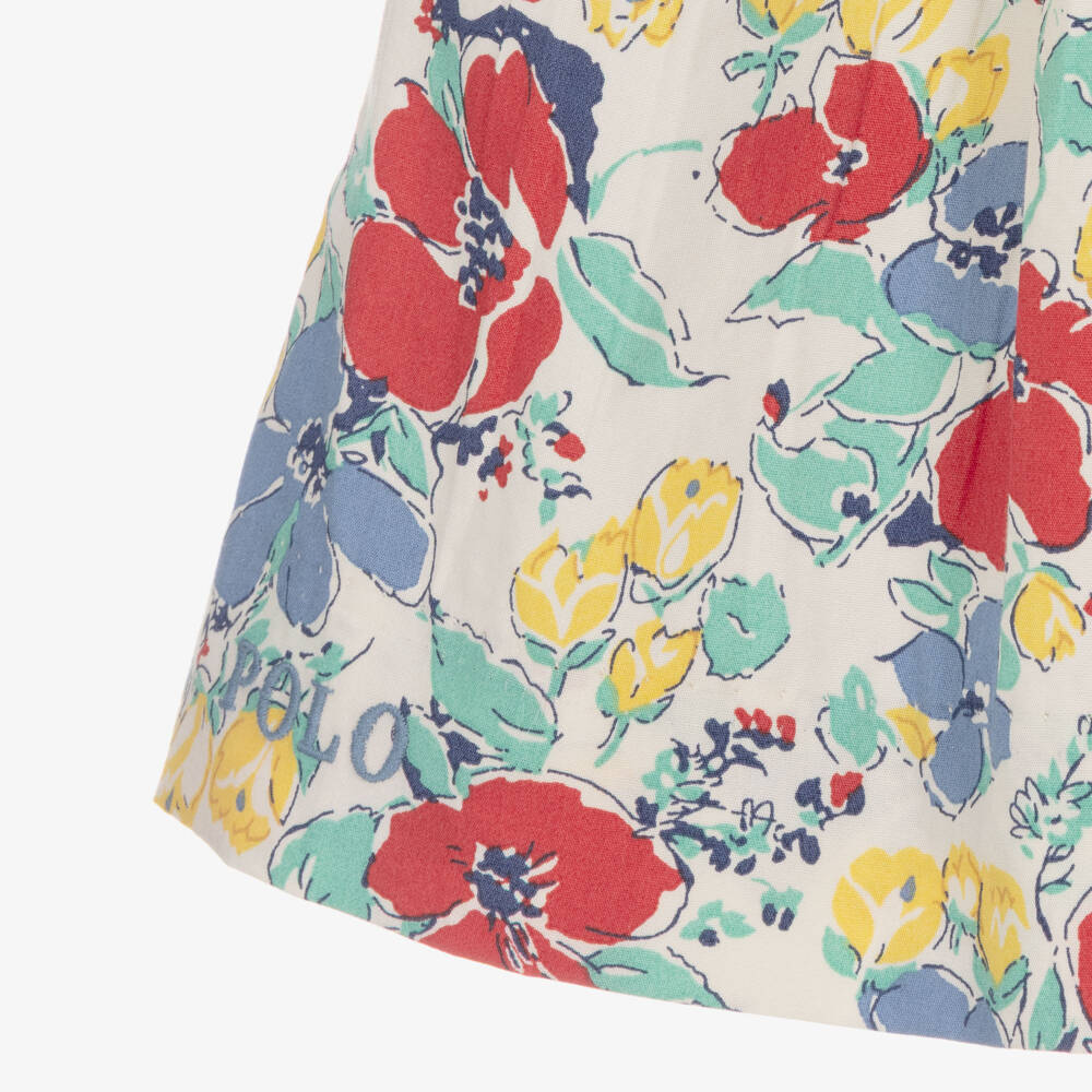 Ralph Lauren-Baby Girls Red & Blue Cotton Floral Dress | Childrensalon