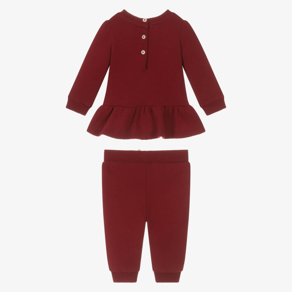 Ralph Lauren-Baby Girls Red Polo Bear Tracksuit | Childrensalon