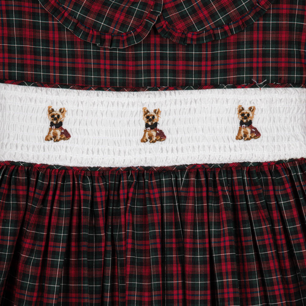 Ralph Lauren-Baby Girls Red Tartan Dress with Smocked Panel | Childrensalon