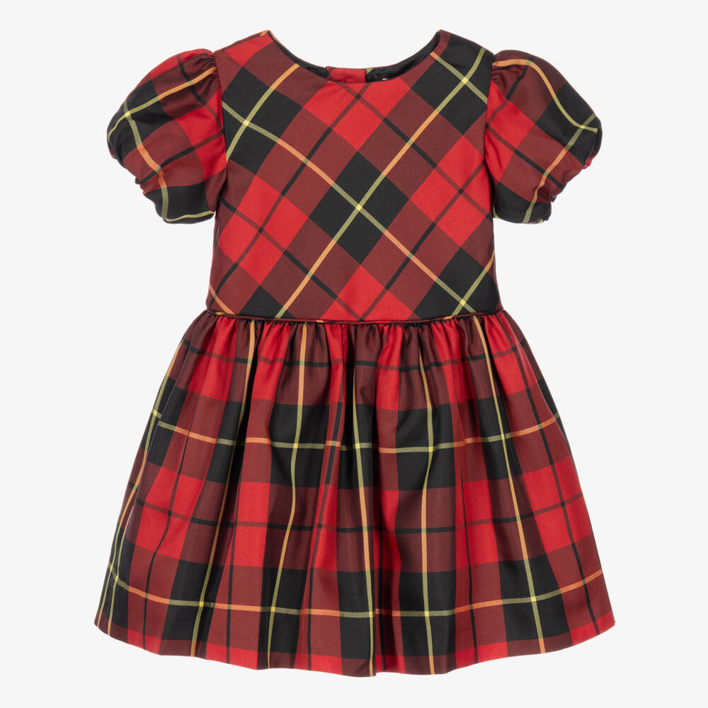 Ralph Lauren-Baby Girls Red Tartan Taffeta Dress | Childrensalon