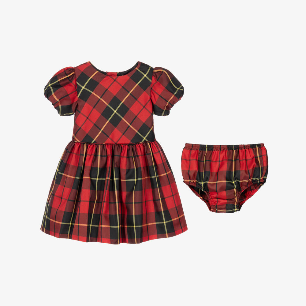 Ralph Lauren-Baby Girls Red Tartan Taffeta Dress | Childrensalon