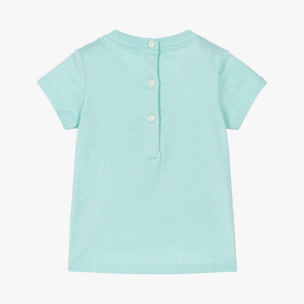 Ralph Lauren-Baby Girls Turquoise Blue Polo Bear T-Shirt | Childrensalon