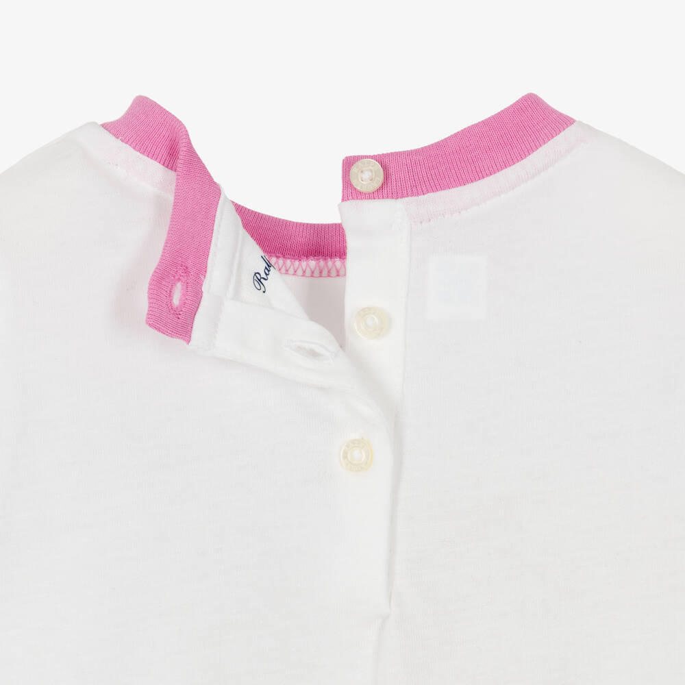 Ralph Lauren-Baby Girls White & Pink Polo Bear Shorts Set | Childrensalon