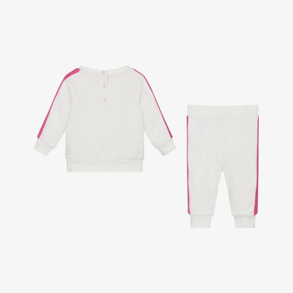 Ralph Lauren-Baby Girls White & Pink Tracksuit | Childrensalon