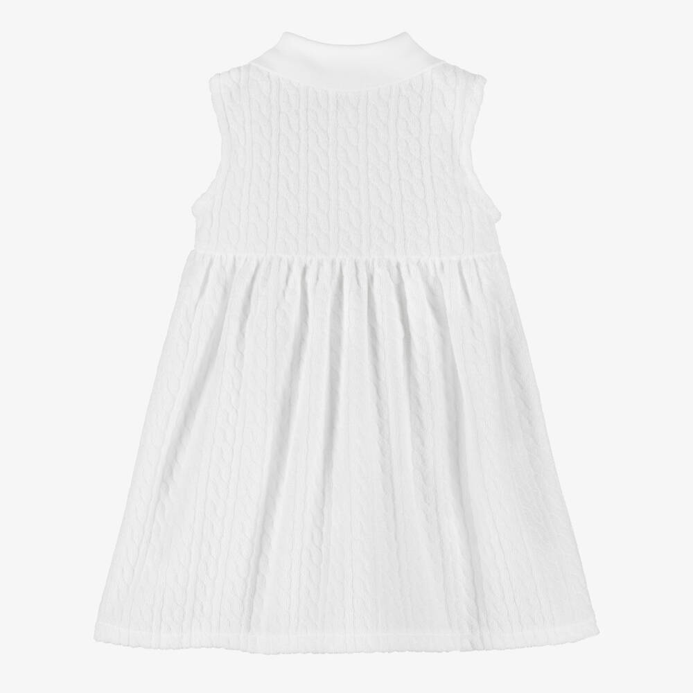 Ralph Lauren-Baby Girls White Towelling Sleeveless Dress | Childrensalon