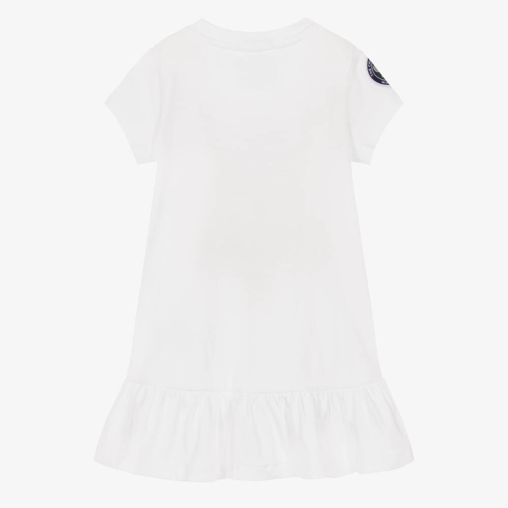 Ralph Lauren-Baby Girls White Wimbledon Collection Dress with Polo Bear | Childrensalon