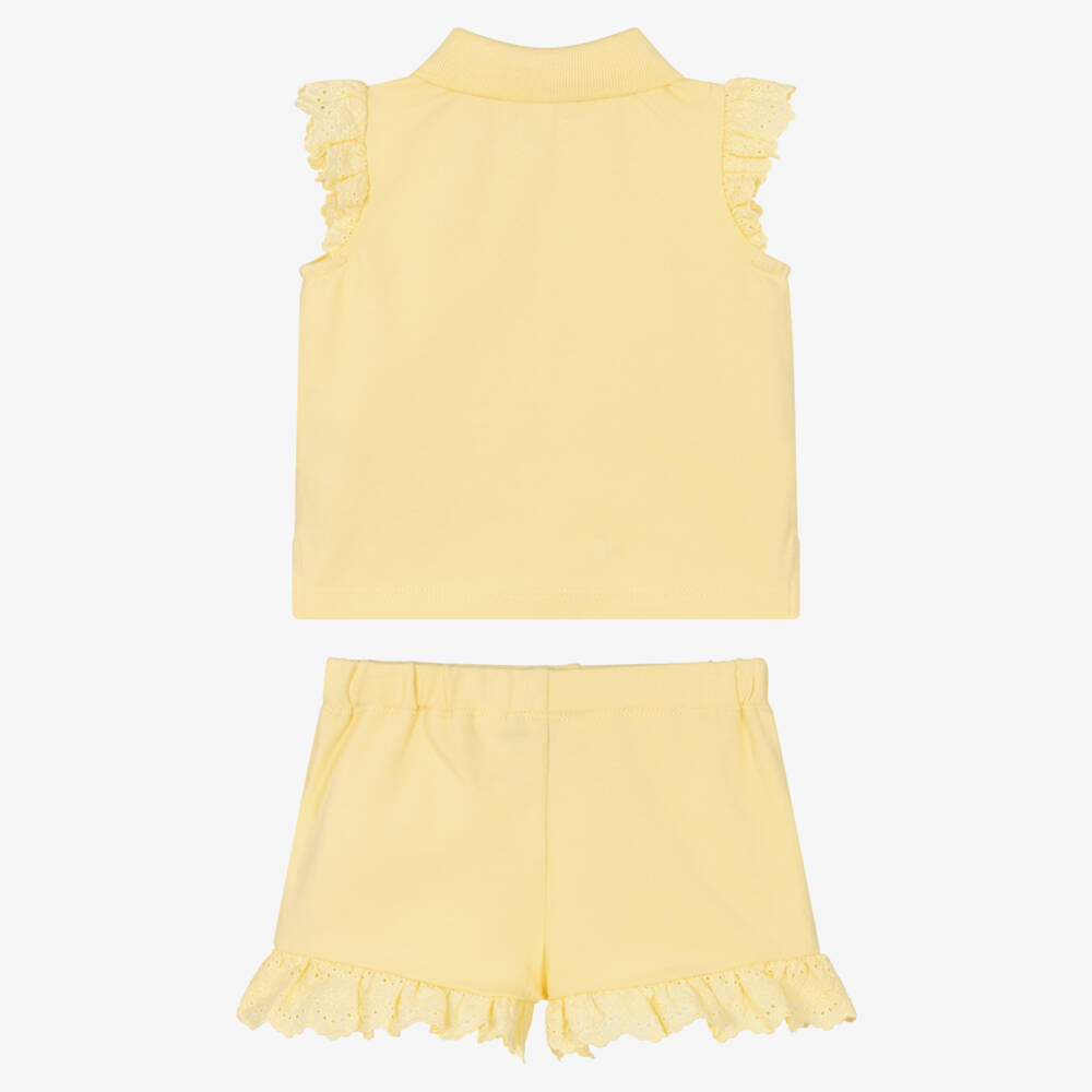 Ralph Lauren-Baby Girls Yellow Piqué Shorts Set with Ruffle Trims | Childrensalon