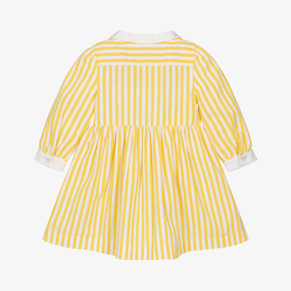 Ralph Lauren-Baby Girls Yellow & White Striped Cotton Dress | Childrensalon