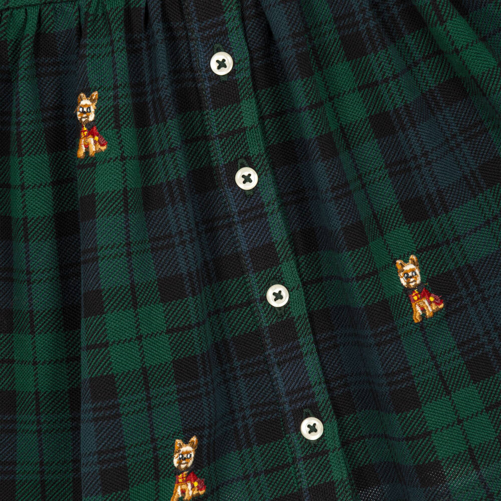 Ralph Lauren-Baby Green & Navy Tartan Shirt Dress | Childrensalon