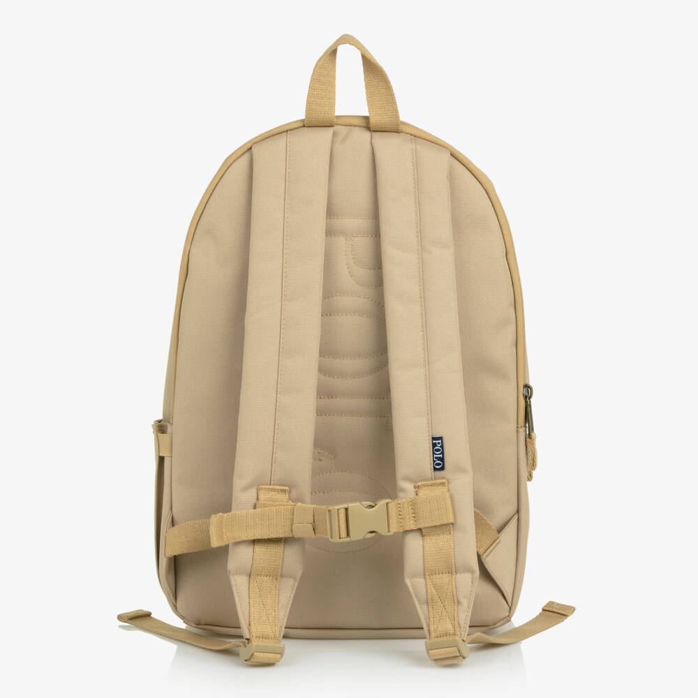 Ralph Lauren-Beige Canvas Pony Logo Backpack (45cm) | Childrensalon