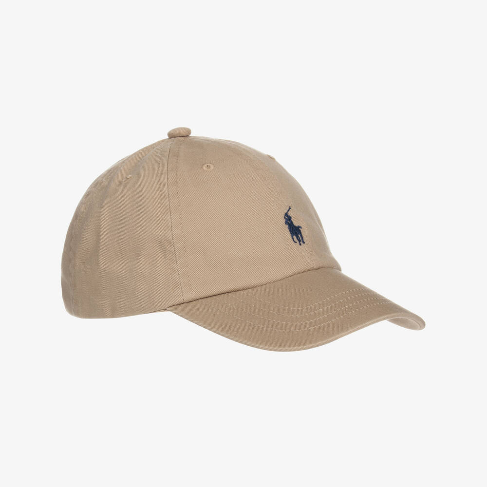 Ralph Lauren-Beige Cotton Pony Logo Cap | Childrensalon