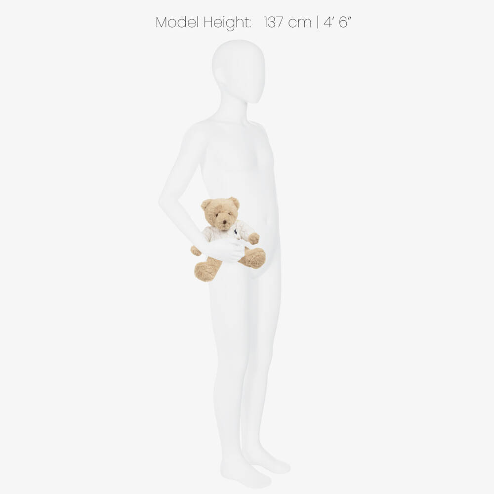 Ralph Lauren-Beige Polo Bear Soft Toy with Ivory Sweater | Childrensalon