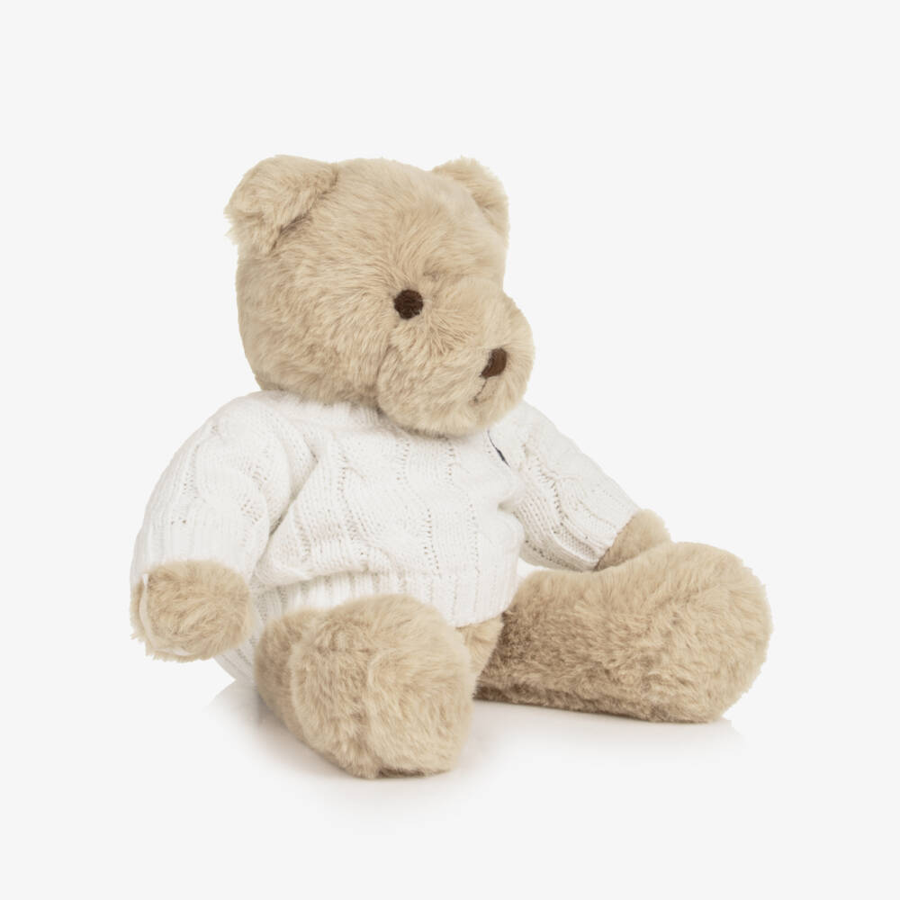 Ralph Lauren-Beige Polo Bear Soft Toy with Ivory Sweater | Childrensalon