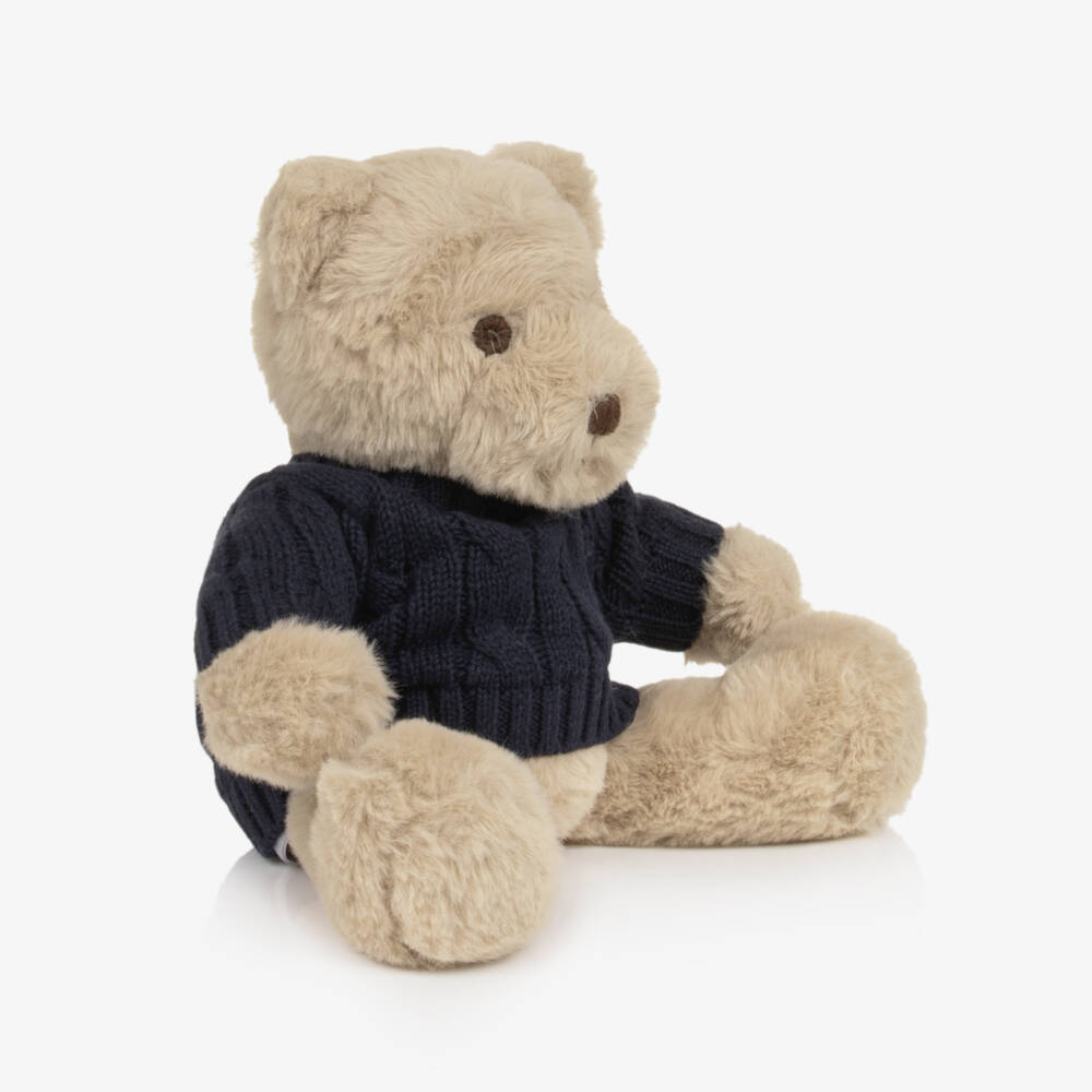 Ralph Lauren-Beige Polo Bear Soft Toy with Navy Blue Sweater | Childrensalon