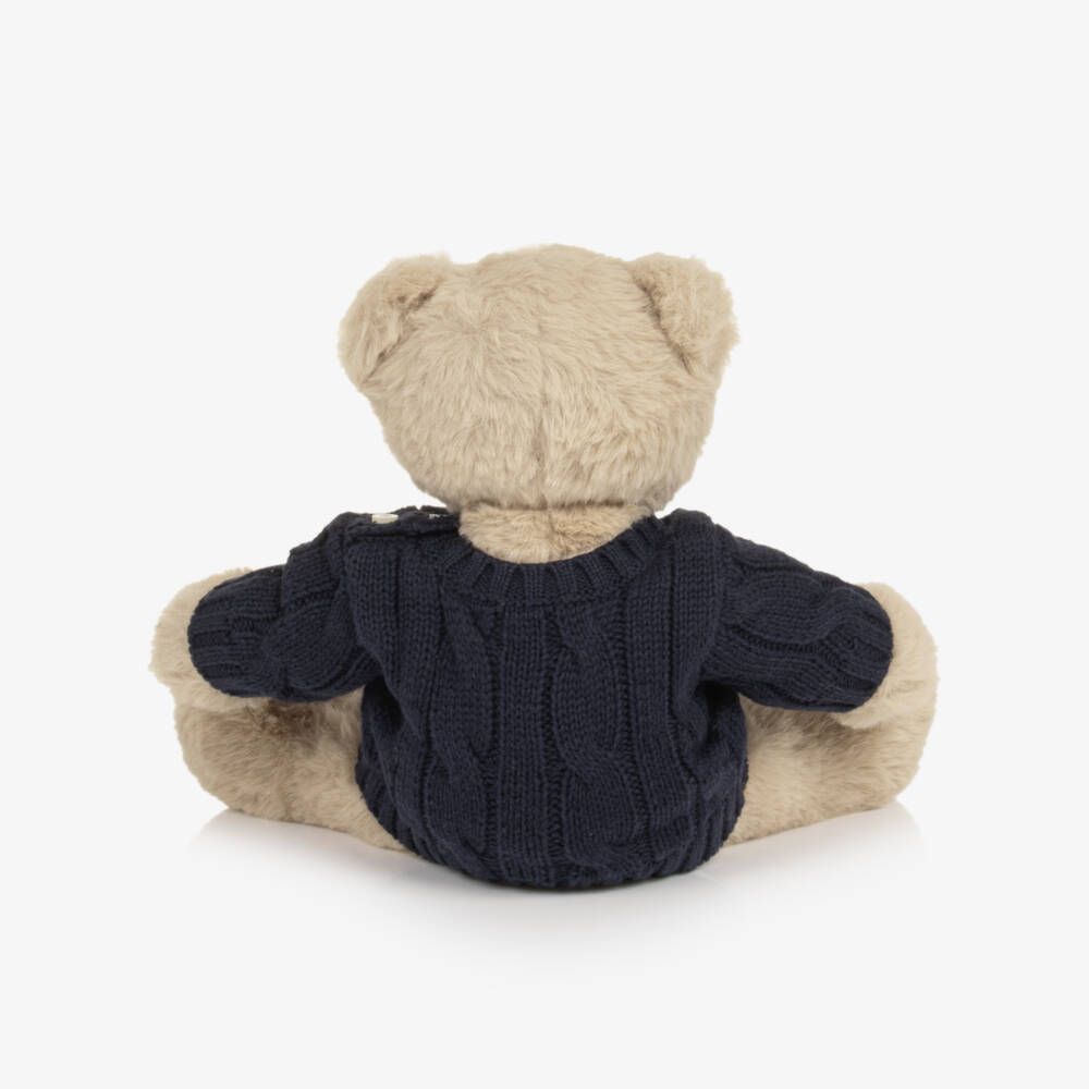 Ralph Lauren-Beige Polo Bear Soft Toy with Navy Blue Sweater | Childrensalon