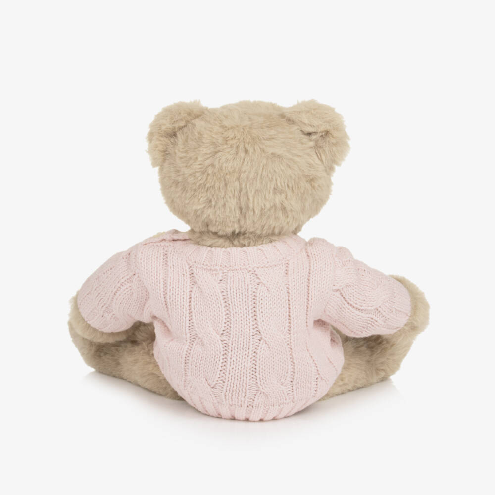 Ralph Lauren-Beige Polo Bear Soft Toy with Pink Sweater | Childrensalon