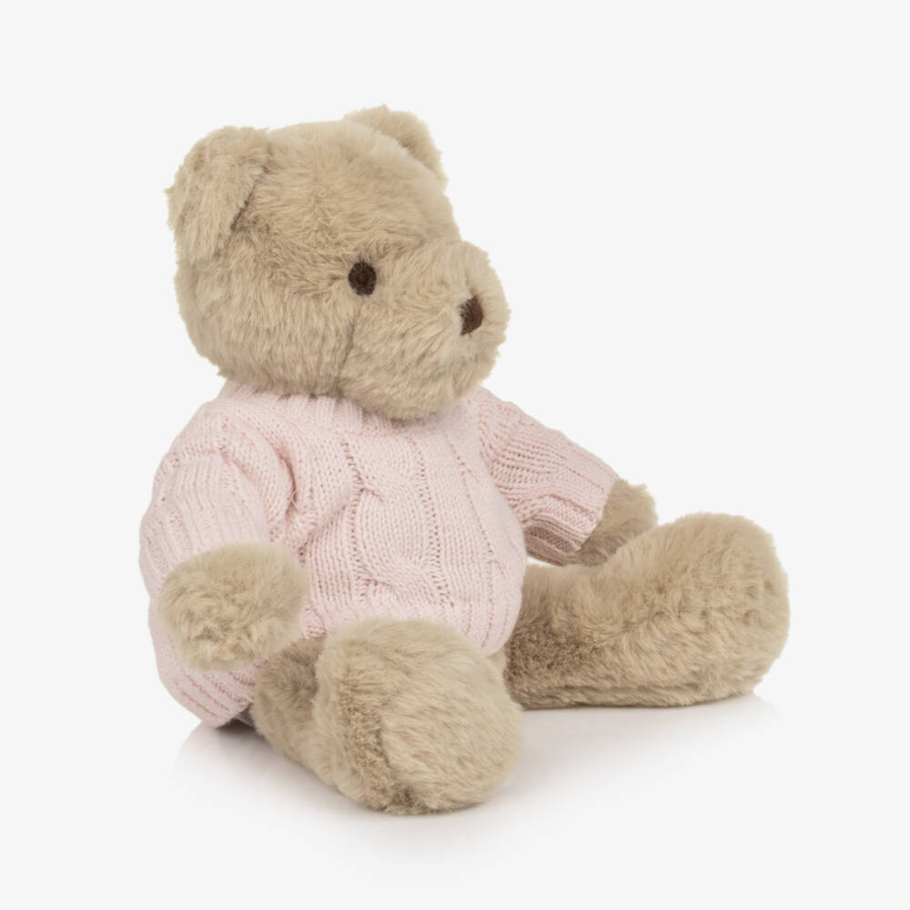Ralph Lauren-Beige Polo Bear Soft Toy with Pink Sweater | Childrensalon