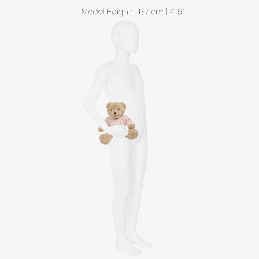 Ralph Lauren-Beige Polo Bear Soft Toy with Pink Sweater | Childrensalon
