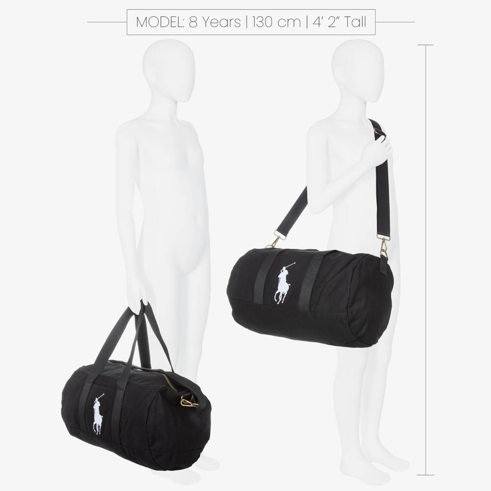 Ralph Lauren-Black Canvas Big Pony Sports Bag (45cm) | Childrensalon