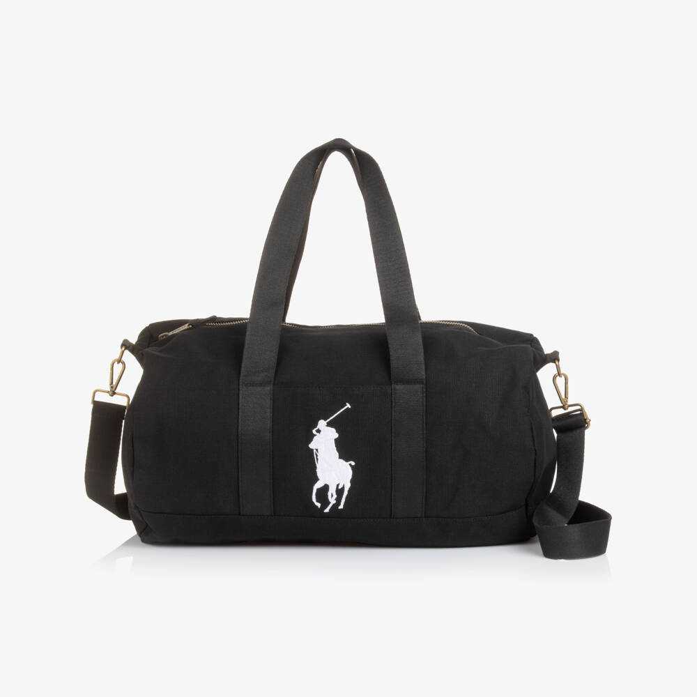 Ralph Lauren-Black Canvas Big Pony Sports Bag (45cm) | Childrensalon