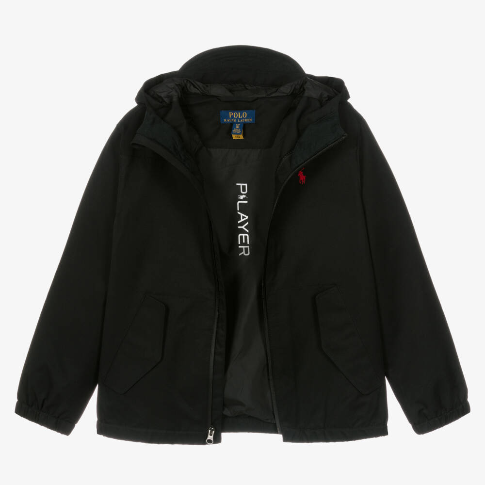 Ralph Lauren-Black Hooded P-Layer Jacket | Childrensalon
