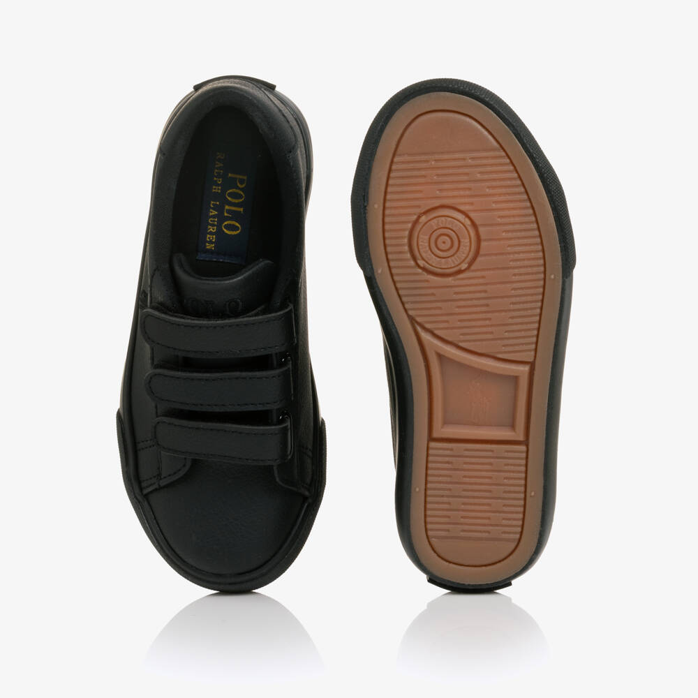 Ralph Lauren-Black Polo Trainers with Velcro Fastening | Childrensalon