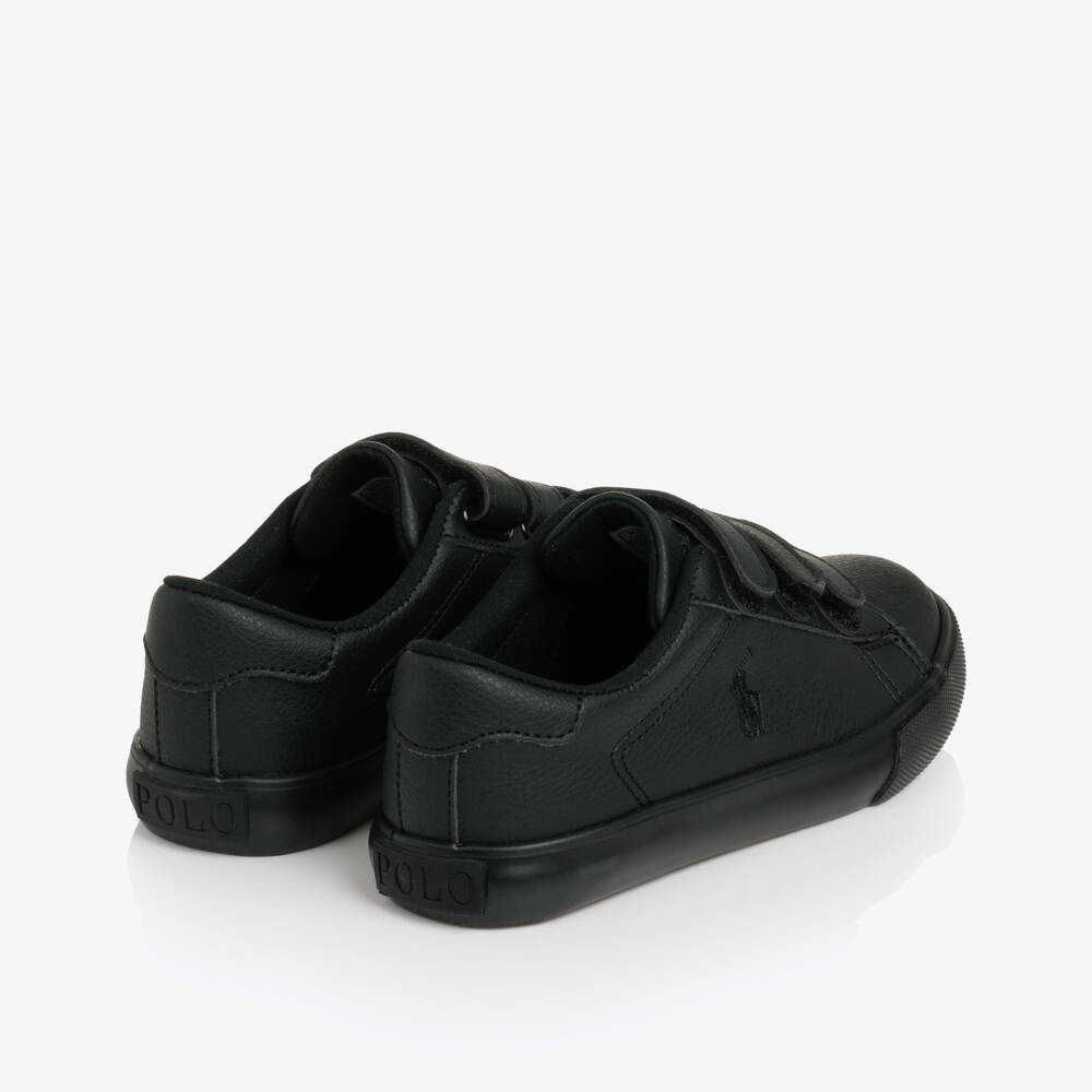 Ralph Lauren-Black Polo Trainers with Velcro Fastening | Childrensalon