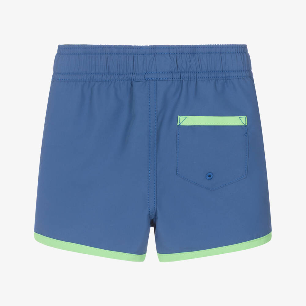 Ralph Lauren-Baby Boys Blue & Green Swim Shorts with Polo Bear | Childrensalon