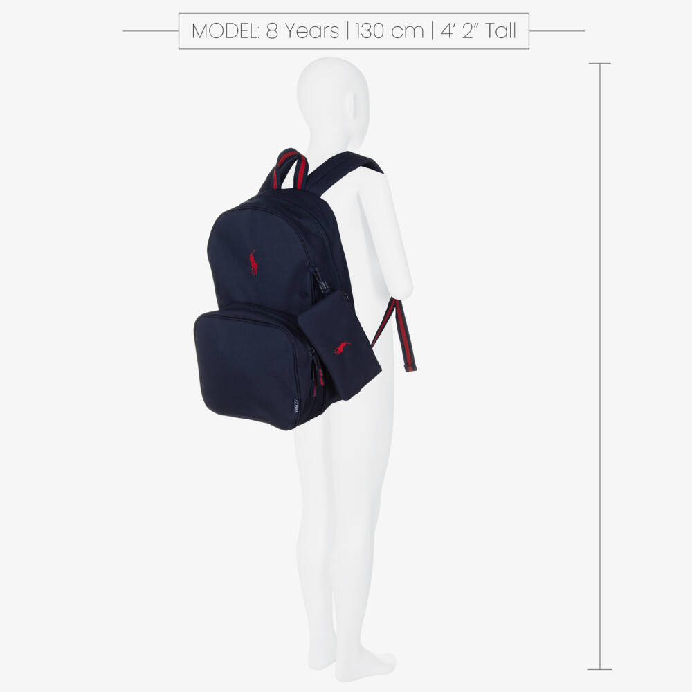 Ralph Lauren-Blue Canvas 3 Piece Backpack (45cm) | Childrensalon