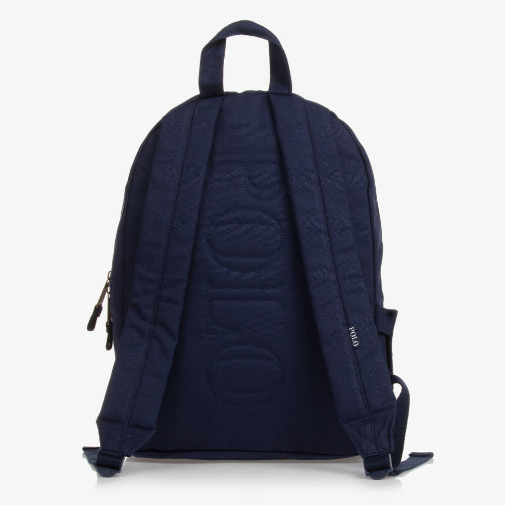 Ralph Lauren-Blue Canvas Big Pony Backpack (44cm) | Childrensalon